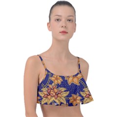 Seamless-pattern Floral Batik-vector Frill Bikini Top by nateshop