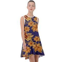 Seamless-pattern Floral Batik-vector Frill Swing Dress by nateshop