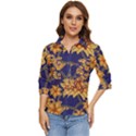 Seamless-pattern Floral Batik-vector Women s Quarter Sleeve Pocket Shirt View1