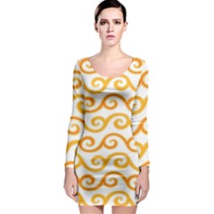 Seamless-pattern-ibatik-luxury-style-vector Long Sleeve Bodycon Dress by nateshop