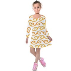 Seamless-pattern-ibatik-luxury-style-vector Kids  Long Sleeve Velvet Dress