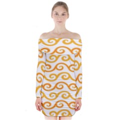 Seamless-pattern-ibatik-luxury-style-vector Long Sleeve Off Shoulder Dress by nateshop