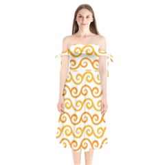 Seamless-pattern-ibatik-luxury-style-vector Shoulder Tie Bardot Midi Dress by nateshop