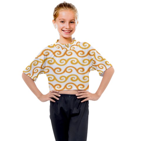 Seamless-pattern-ibatik-luxury-style-vector Kids Mock Neck Tee by nateshop