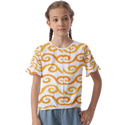 Seamless-pattern-ibatik-luxury-style-vector Kids  Cuff Sleeve Scrunch Bottom Tee by nateshop