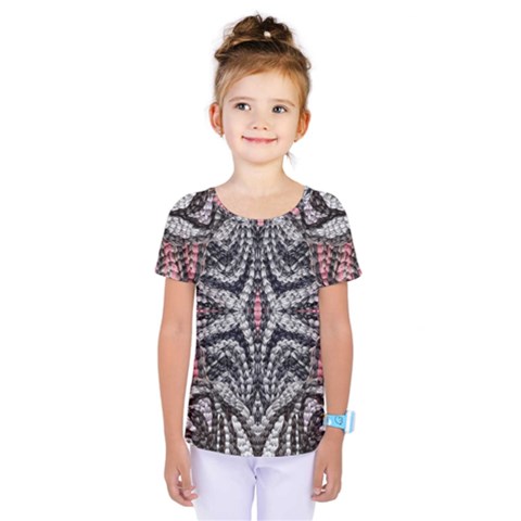 Pink Grey Repeats Symmetry Kids  One Piece Tee by kaleidomarblingart