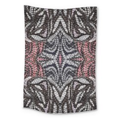 Pink Grey Repeats Symmetry Large Tapestry by kaleidomarblingart