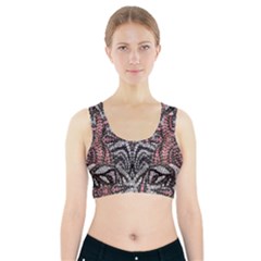 Pink Grey Repeats Symmetry Sports Bra With Pocket by kaleidomarblingart