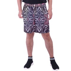 Pink Grey Repeats Symmetry Men s Pocket Shorts by kaleidomarblingart