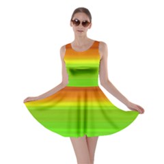 Orange And Green Blur Abstract Print Skater Dress by dflcprintsclothing