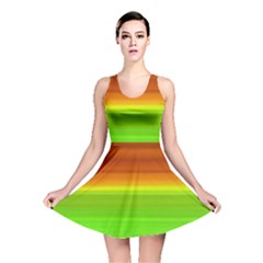 Orange And Green Blur Abstract Print Reversible Skater Dress by dflcprintsclothing