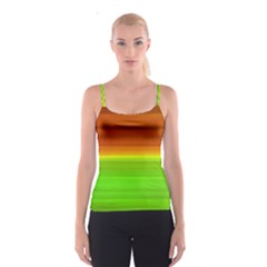 Orange And Green Blur Abstract Print Spaghetti Strap Top