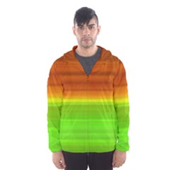 Orange And Green Blur Abstract Print Men s Hooded Windbreaker by dflcprintsclothing