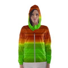 Orange And Green Blur Abstract Print Women s Hooded Windbreaker by dflcprintsclothing