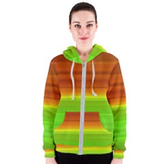 Orange And Green Blur Abstract Print Women s Zipper Hoodie by dflcprintsclothing