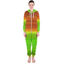 Orange And Green Blur Abstract Print Hooded Jumpsuit (ladies) by dflcprintsclothing