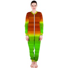 Orange And Green Blur Abstract Print Onepiece Jumpsuit (ladies)