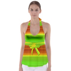 Orange And Green Blur Abstract Print Babydoll Tankini Top by dflcprintsclothing