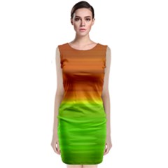 Orange And Green Blur Abstract Print Classic Sleeveless Midi Dress by dflcprintsclothing