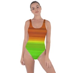 Orange And Green Blur Abstract Print Bring Sexy Back Swimsuit by dflcprintsclothing