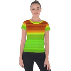 Orange And Green Blur Abstract Print Short Sleeve Sports Top  by dflcprintsclothing