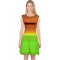 Orange And Green Blur Abstract Print Capsleeve Midi Dress View1