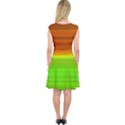 Orange And Green Blur Abstract Print Capsleeve Midi Dress View2