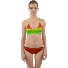 Orange And Green Blur Abstract Print Wrap Around Bikini Set by dflcprintsclothing