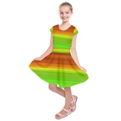 Orange And Green Blur Abstract Print Kids  Short Sleeve Dress by dflcprintsclothing