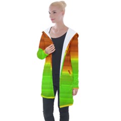 Orange And Green Blur Abstract Print Longline Hooded Cardigan