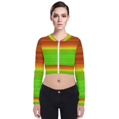 Orange And Green Blur Abstract Print Long Sleeve Zip Up Bomber Jacket by dflcprintsclothing