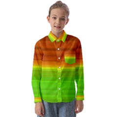 Orange And Green Blur Abstract Print Kids  Long Sleeve Shirt by dflcprintsclothing