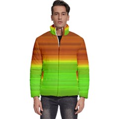 Orange And Green Blur Abstract Print Men s Puffer Bubble Jacket Coat by dflcprintsclothing