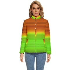 Orange And Green Blur Abstract Print Women s Puffer Bubble Jacket Coat by dflcprintsclothing