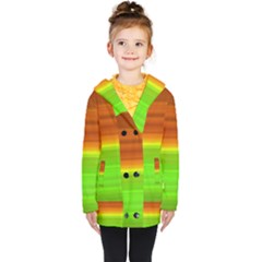 Orange And Green Blur Abstract Print Kids  Double Breasted Button Coat by dflcprintsclothing