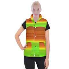 Orange And Green Blur Abstract Print Women s Button Up Vest by dflcprintsclothing