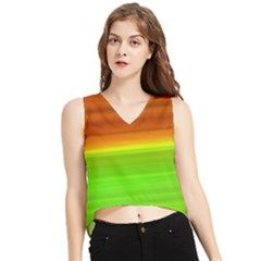 Orange And Green Blur Abstract Print V-neck Cropped Tank Top