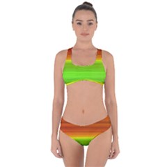 Orange And Green Blur Abstract Print Criss Cross Bikini Set by dflcprintsclothing