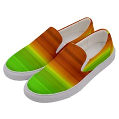 Orange And Green Blur Abstract Print Men s Canvas Slip Ons by dflcprintsclothing