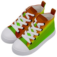 Orange And Green Blur Abstract Print Kids  Mid-top Canvas Sneakers by dflcprintsclothing