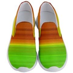 Orange And Green Blur Abstract Print Men s Lightweight Slip Ons by dflcprintsclothing