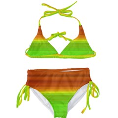 Orange And Green Blur Abstract Print Kids  Classic Bikini Set by dflcprintsclothing