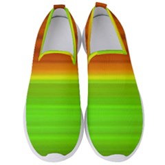 Orange And Green Blur Abstract Print Men s Slip On Sneakers by dflcprintsclothing