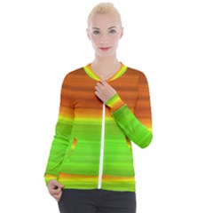 Orange And Green Blur Abstract Print Casual Zip Up Jacket by dflcprintsclothing