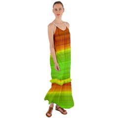 Orange And Green Blur Abstract Print Cami Maxi Ruffle Chiffon Dress by dflcprintsclothing