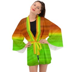 Orange And Green Blur Abstract Print Long Sleeve Kimono by dflcprintsclothing