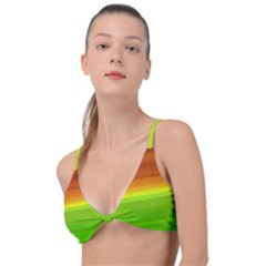 Orange And Green Blur Abstract Print Knot Up Bikini Top by dflcprintsclothing