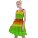 Orange And Green Blur Abstract Print Knee Length Skater Dress View1