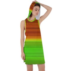 Orange And Green Blur Abstract Print Racer Back Hoodie Dress by dflcprintsclothing