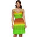 Orange And Green Blur Abstract Print V-Neck Pocket Summer Dress  View1